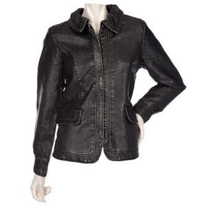 Susan Graver faux leather  zip front Woman's Large